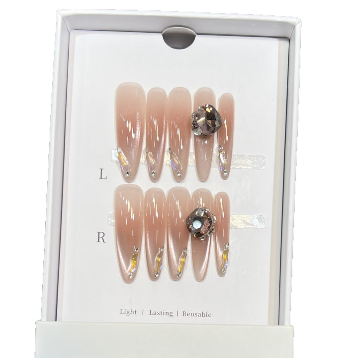 Reusable Stiletto Nail Art Set with Elegant Rhinestone Embellishments Stornfield