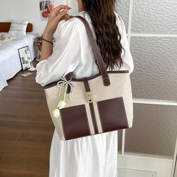 Stylish Canvas Tote Bag with Elegant Accents