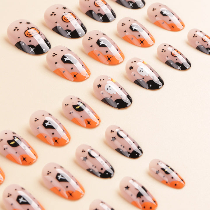 Halloween-Themed Press-On Nail Art Set Stornfield
