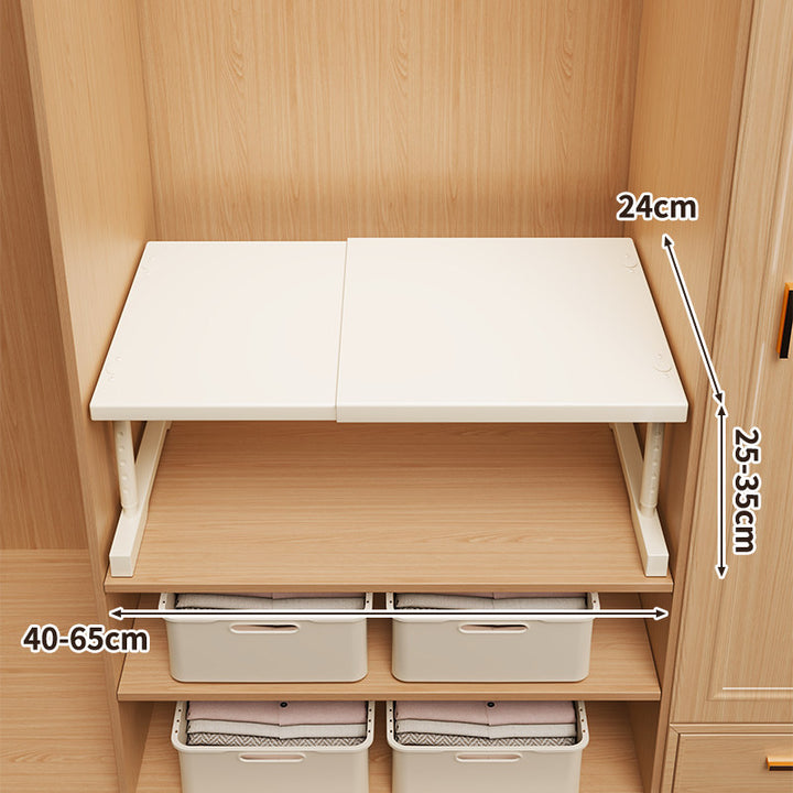 Adjustable Telescopic Closet Shelf Riser with Foldable Top