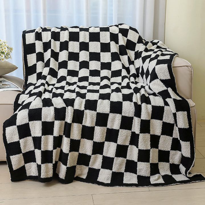 Plush Checkered Throw Blanket