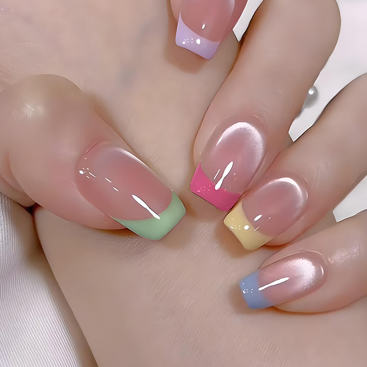 Acrylic nail set with colorful French tips Stornfield