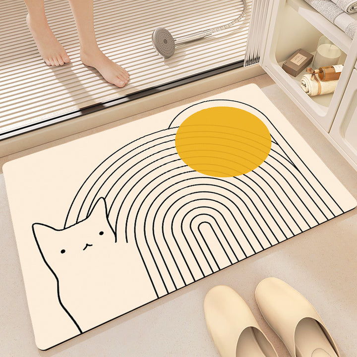 Artistic Cat-Themed Bath Mat Stornfield