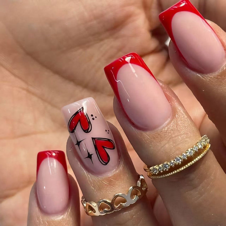 Artistic Heart Accent Acrylic Nail Art