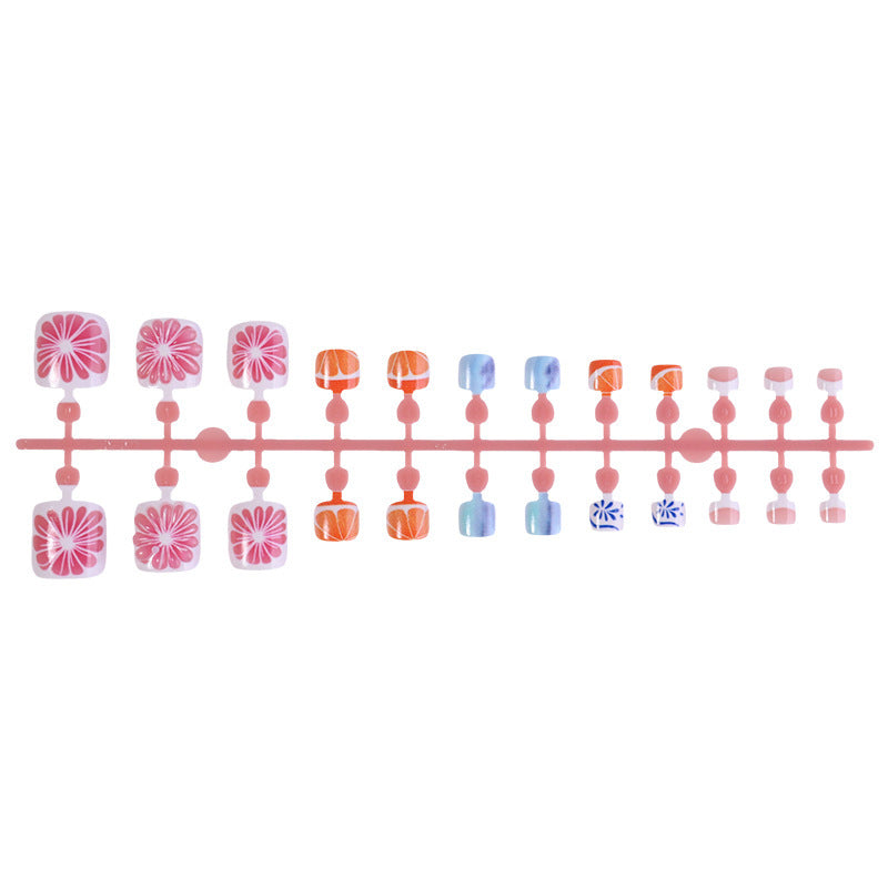 Artificial nail set with colorful flower and fruit designs Stornfield