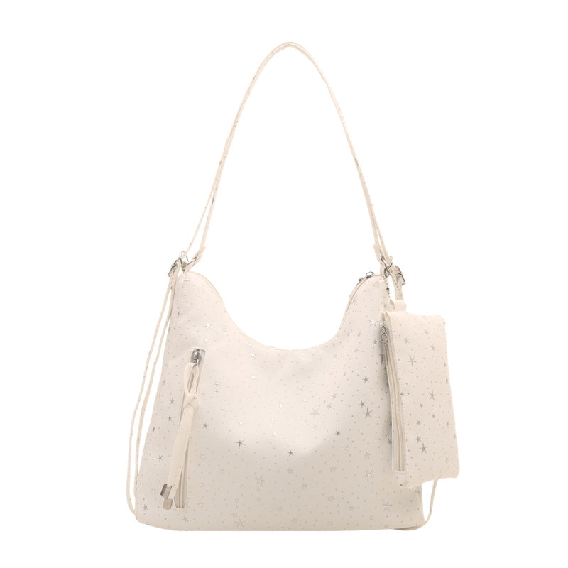 Star-Embellished Hobo Handbag