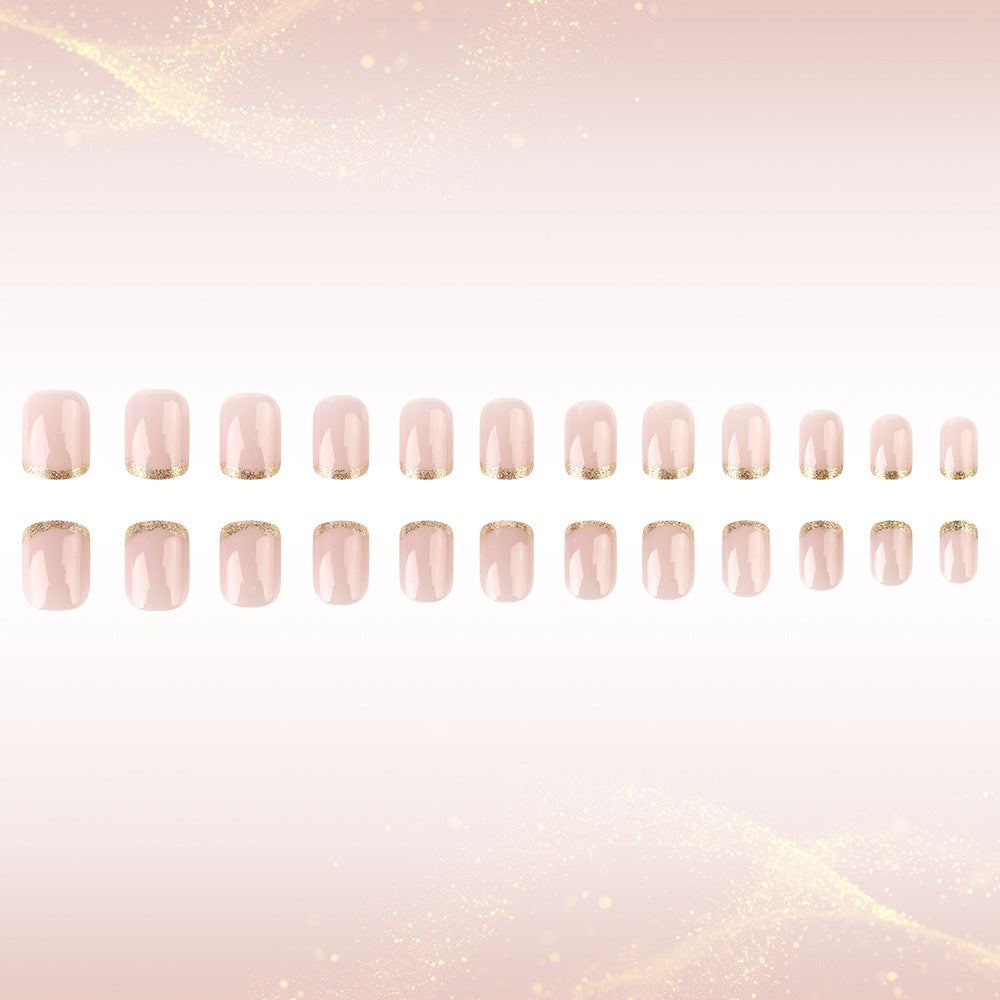 Premium Glossy French Tip Press-On Nails Stornfield