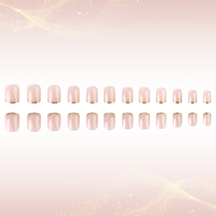 Premium Glossy French Tip Press-On Nails Stornfield