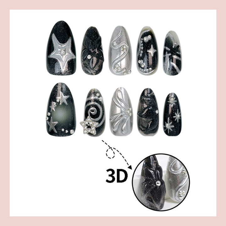 Stylish metallic decorated artificial nails Stornfield