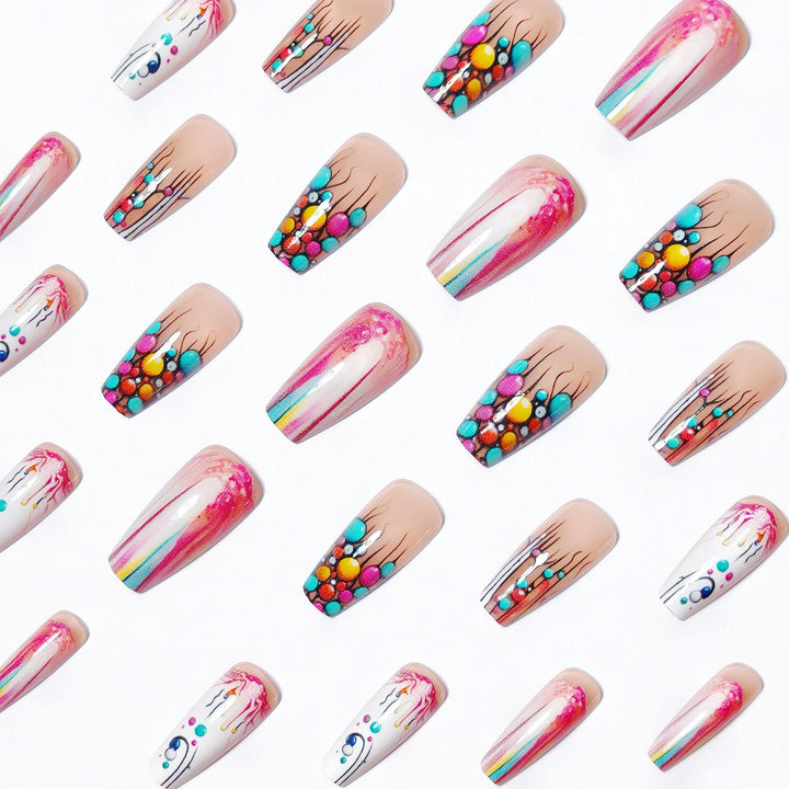 Creative artificial nails with intricate gradient and dot design Stornfield