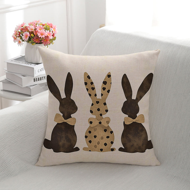 Artistic Bunny Print Throw Pillow