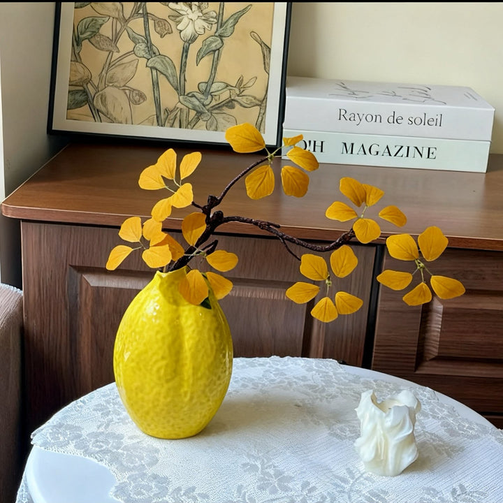 Decorative Lemon-Shaped Ceramic Vase for Home Decor