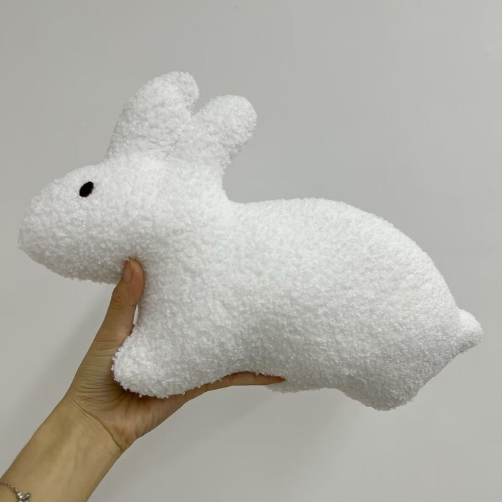 Handcrafted Floppy-Eared Linen Bunny Doll with Embroidered Face and Check Overalls