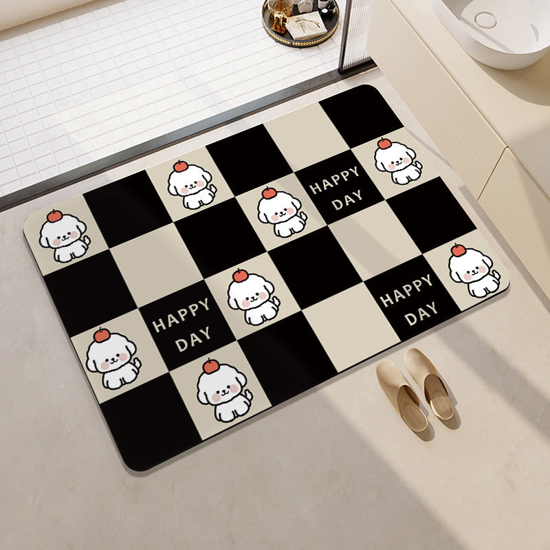 Playful Cartoon Dog-Themed Bath Mat Stornfield
