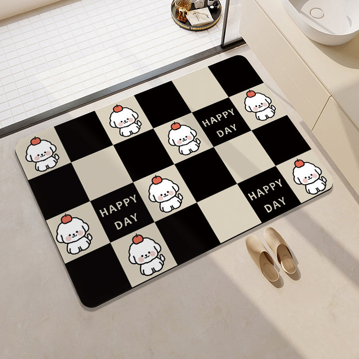 Playful Cartoon Dog-Themed Bath Mat Stornfield