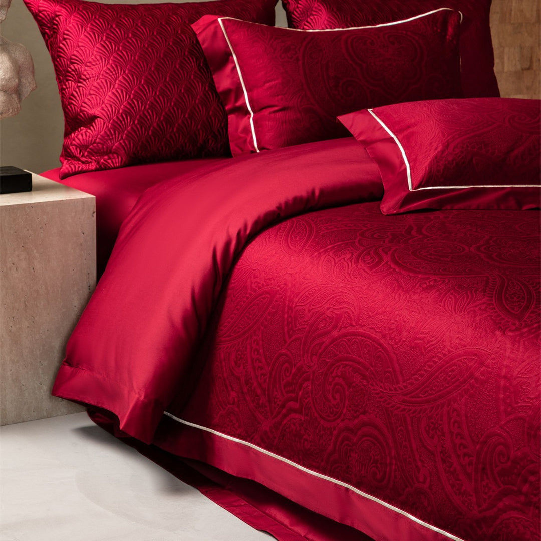 Luxury Quilted Paisley Jacquard Duvet Cover Set