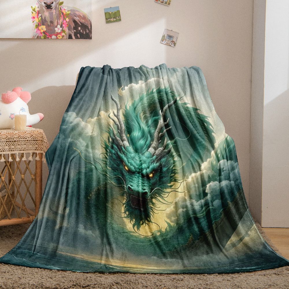 Artistic Dragon Print Throw Blanket
