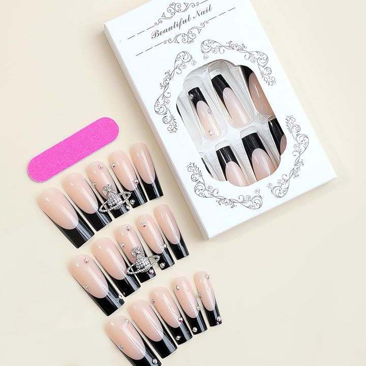 Glamorous artificial nails with rhinestones and unique 3D decorations Stornfield