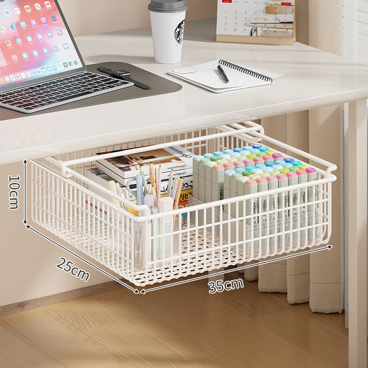 Under-Desk Sliding Mesh Storage Drawer Organizer Clamp-On