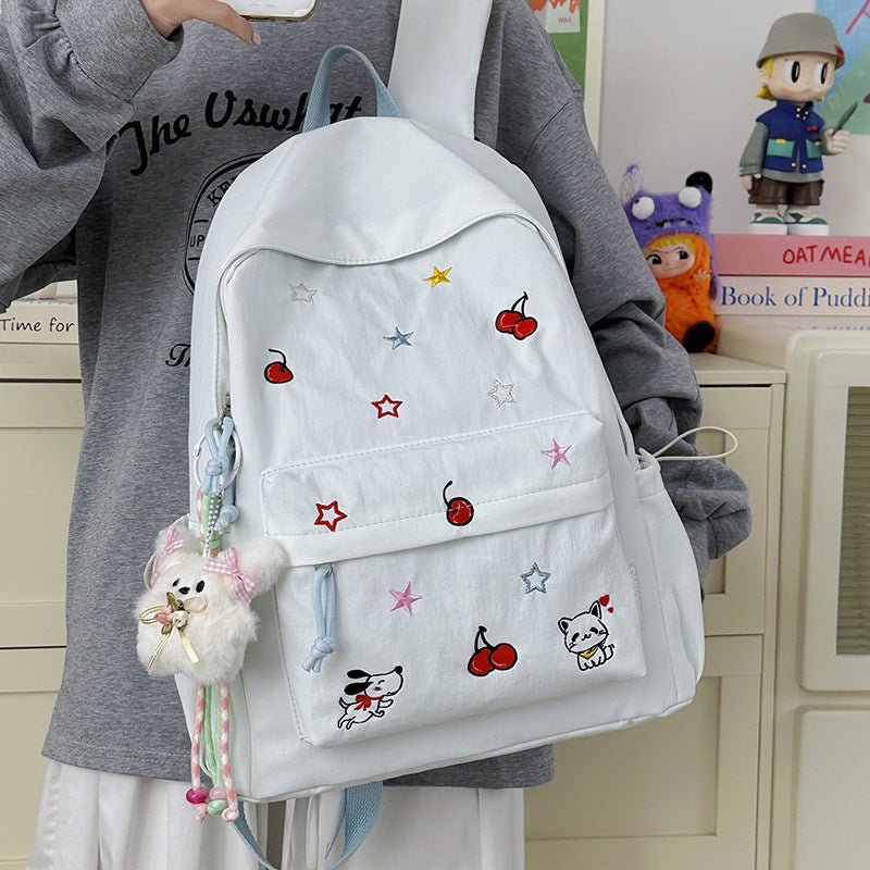 Playful Character Embroidered School Backpack Stornfield