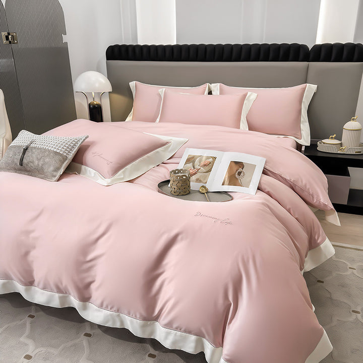 Luxury Brushed Microfiber Hotel-Feel Duvet Cover Set with Contrast Hem and Envelope Closure