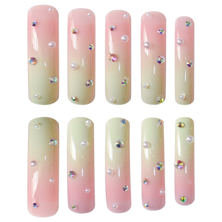 Decorative Long Press-On Nails with Gem Accents Stornfield