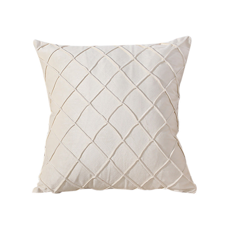 Square decorative cushion cover with relief diamond passe-partout structure made of cotton-linen mix Stornfield