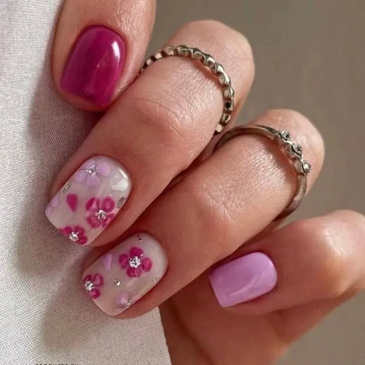 Floral Decorative Gel Nail Extensions Stornfield