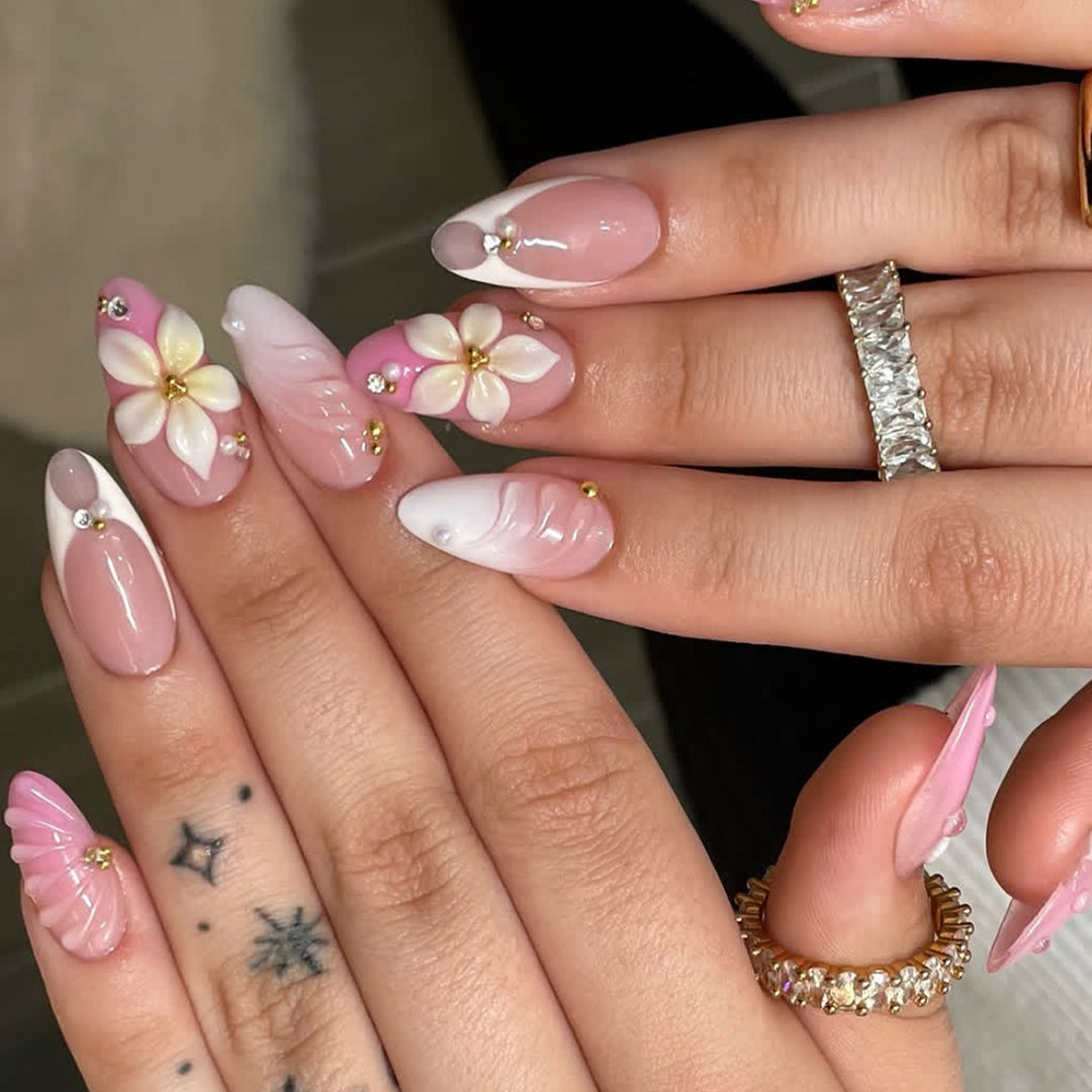 Elegant Floral Acrylic Nail Art Extensions Stornfield 1789713211
