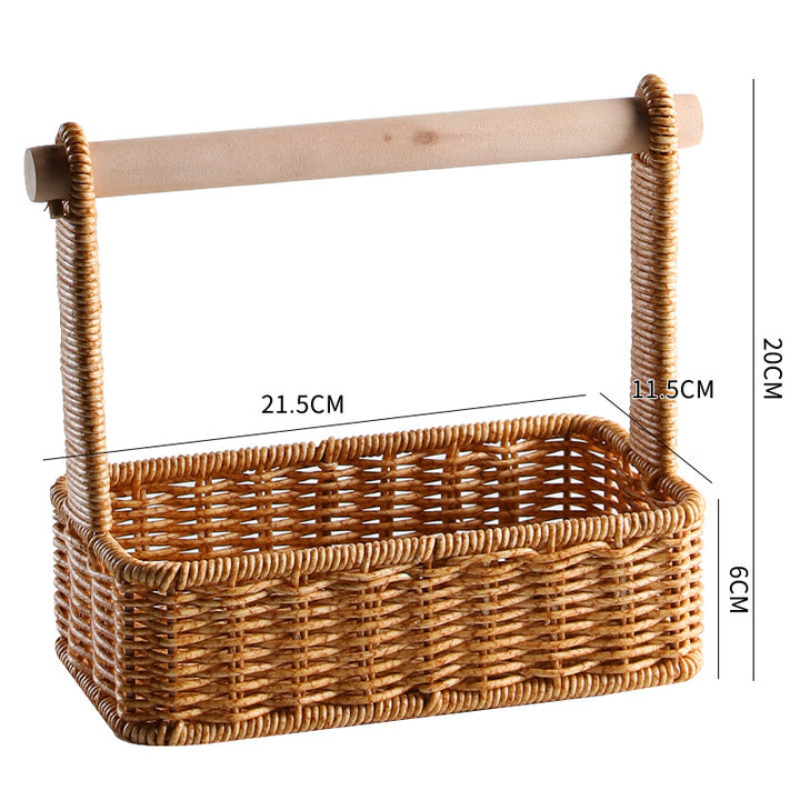 Unisex Modern Storage Basket with Stylish Wood Handle Stornfield