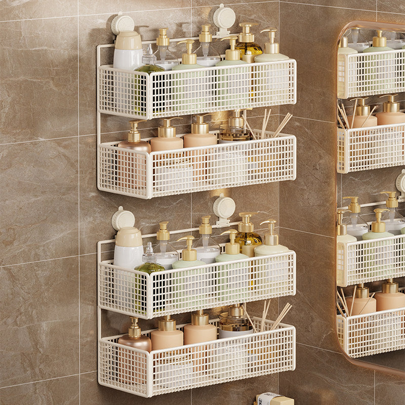 Suction-Mounted Double Mesh Shower Caddy Organizer