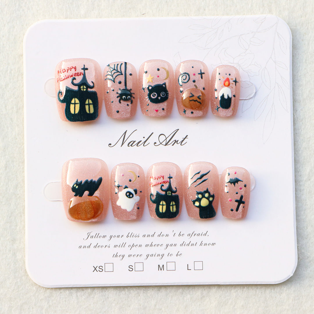 Creative Halloween-Themed Press-On Nail Art Set Stornfield