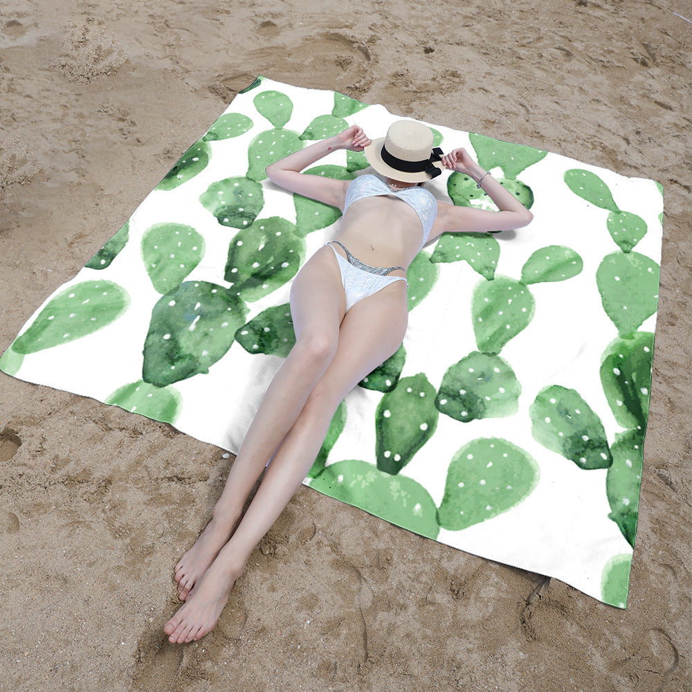 Beach blanket with floral cactus pattern Stornfield