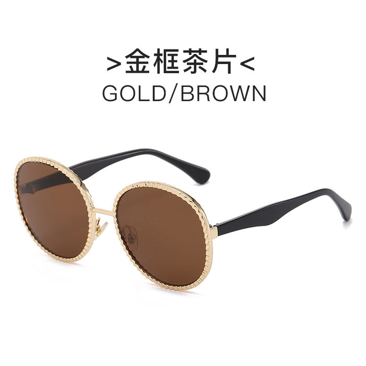 Women elegant oversized sunglasses with woven golden frame Stornfield