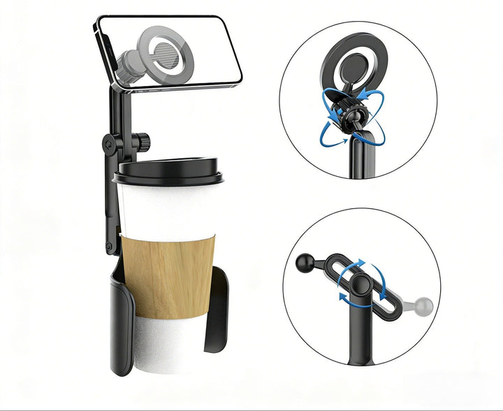Adjustable car headrest tablet and smartphone holder with telescopic support arm and anti slip cradle Stornfield