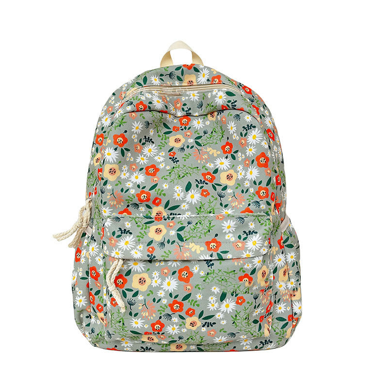 Floral Print Multi-Pocket Backpack