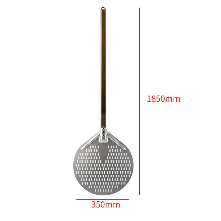 long wooden handled round aluminum pizza peel with reinforced neck Stornfield