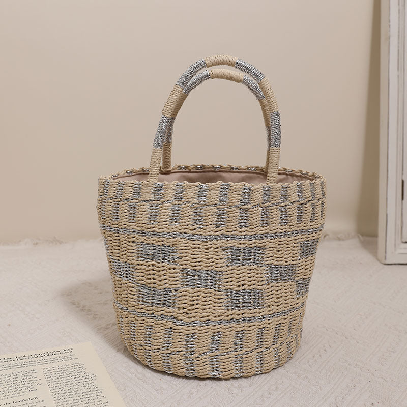 Handcrafted basket bag with modern geometric pattern Stornfield