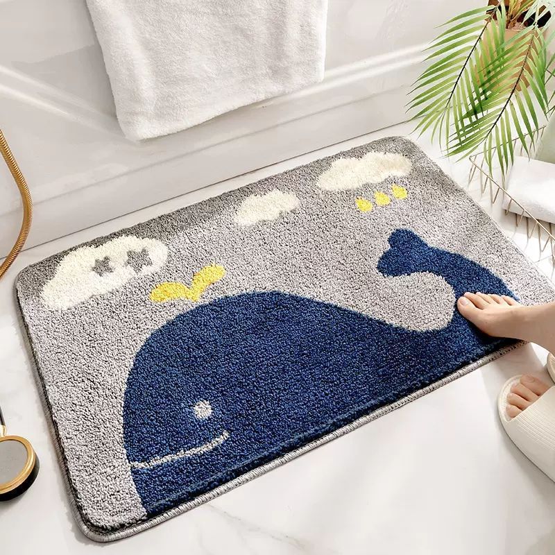 Cute Bunny-Themed Plush Bathroom Rug