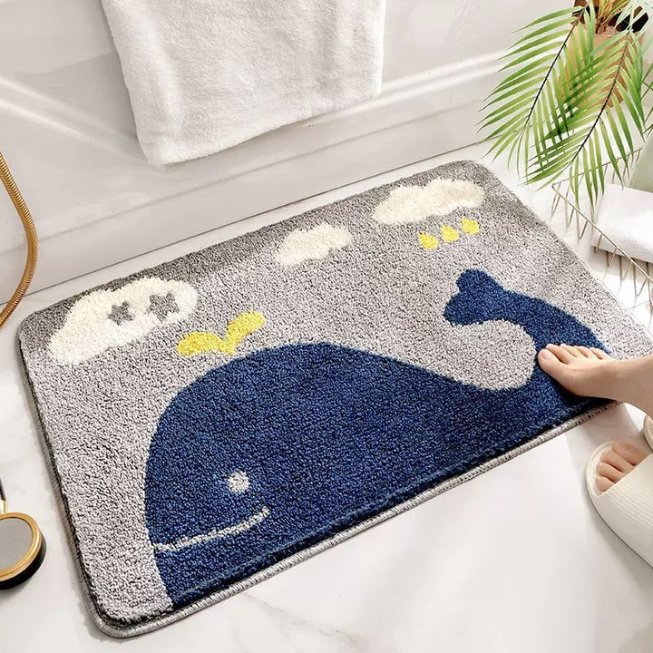 Cute Bunny-Themed Plush Bathroom Rug