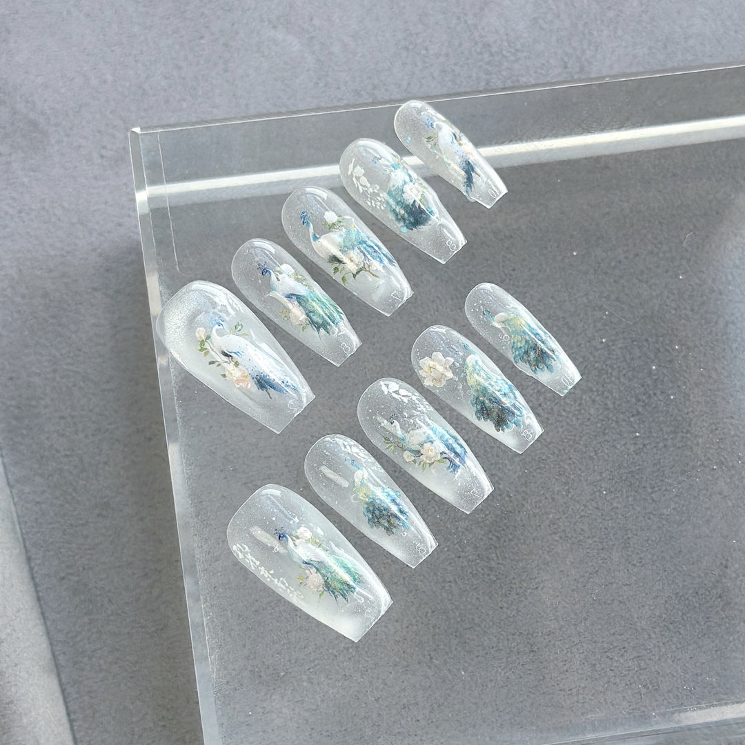 Decorative Floral Press-On Nail Art Set  1791774223