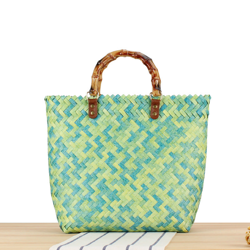 Handbag Made of High-Quality Woven Material with Bamboo Handles Stornfield