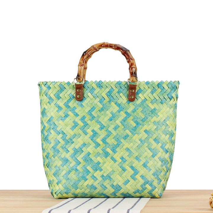 Handbag Made of High-Quality Woven Material with Bamboo Handles Stornfield