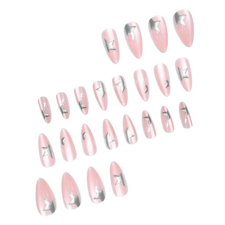 Star-Embellished Stiletto Nail Extensions