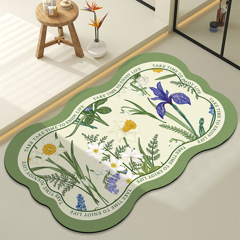 Botanical-Inspired Motivational Area Rug