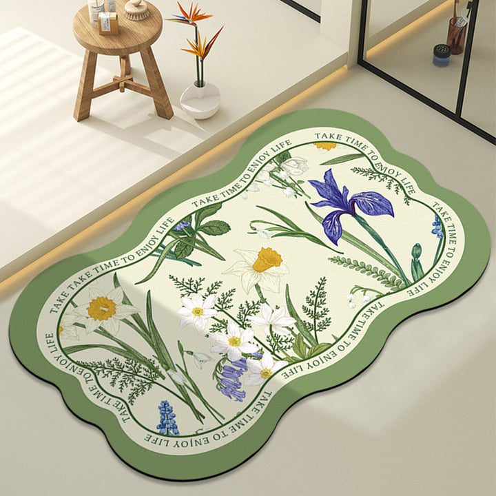 Botanical-Inspired Motivational Area Rug