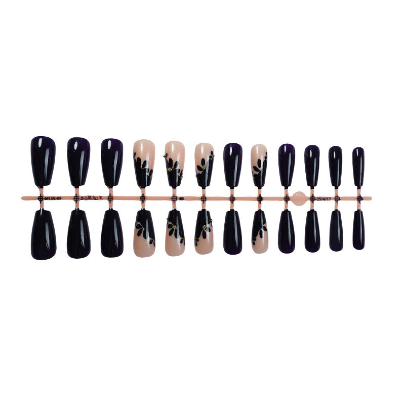 Decorative Press-On Nail Set with Elegant Leaf Designs Stornfield