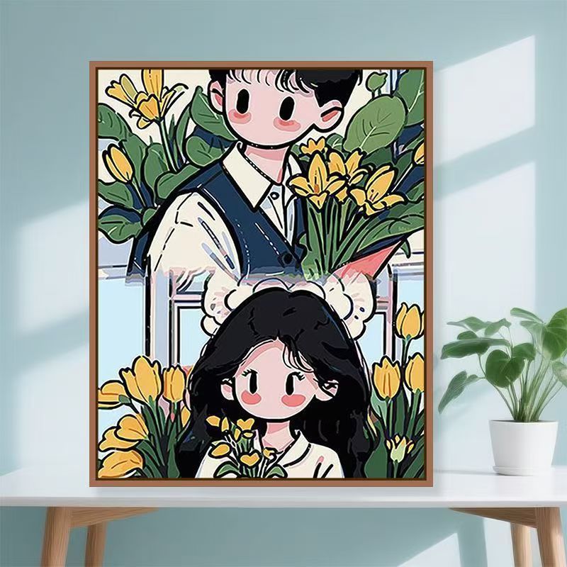 Playful Illustrated Couple Wall Art Stornfield