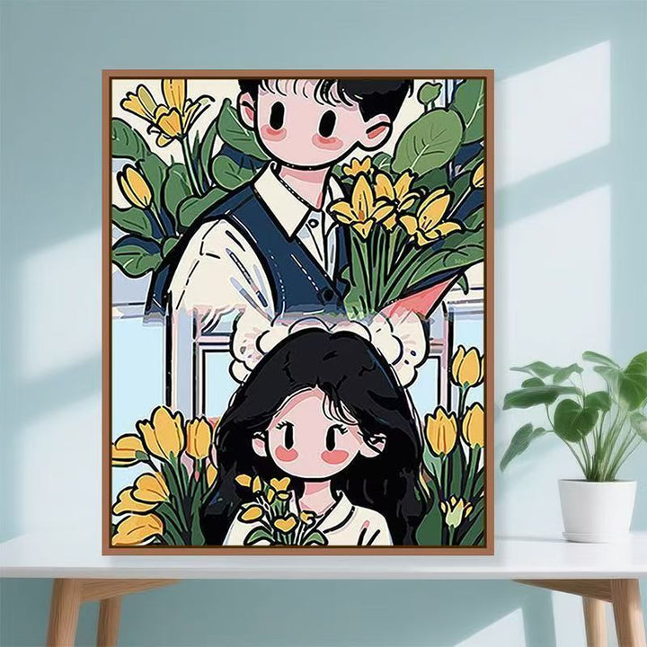 Playful Illustrated Couple Wall Art Stornfield