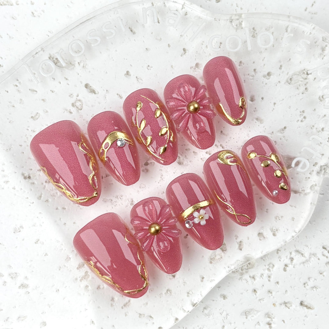 Premium Decorative Floral Press-On Nail Set